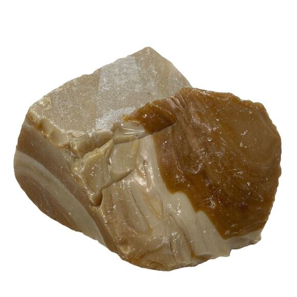 Carmel Cream Chocolate Art Glass Cullet Layered Swirl Slag  #5XL195 - Picture 5 of 6